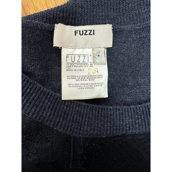 Fuzzi Virgin Wool Mixed Media Sweater in Gray Small Long Sleeve Sequins Knit - Picture 10 of 10